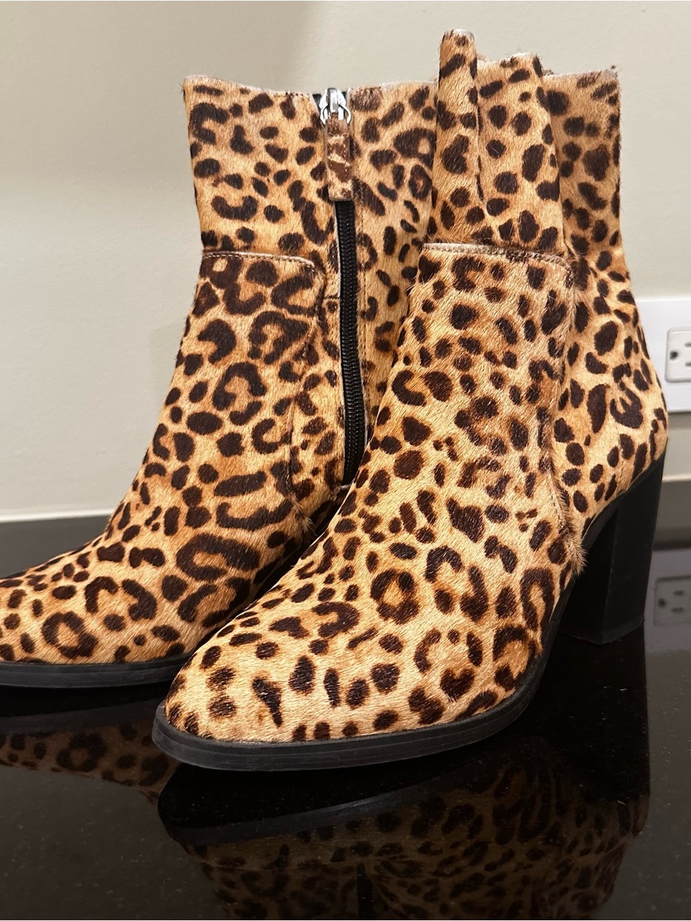 Steve Madden Leather Leopard Print Ankle Boots